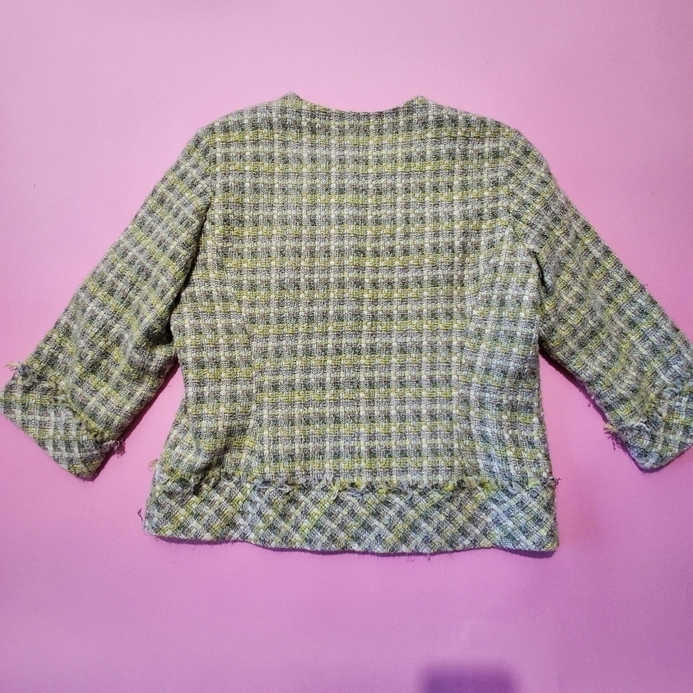 Coldwater Creek Green Tweed Zip Up Jacket - Picture 4 of 5